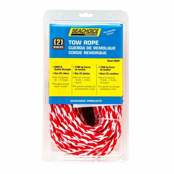 Seachoice 60 ft. Braided Polypropylene Tow Rope Red & White 8027941